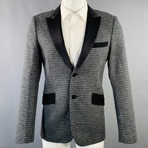 JUNYA WATANABE Size M Grey Black Houndstooth Wool Blend Slim Fit Sport Coat